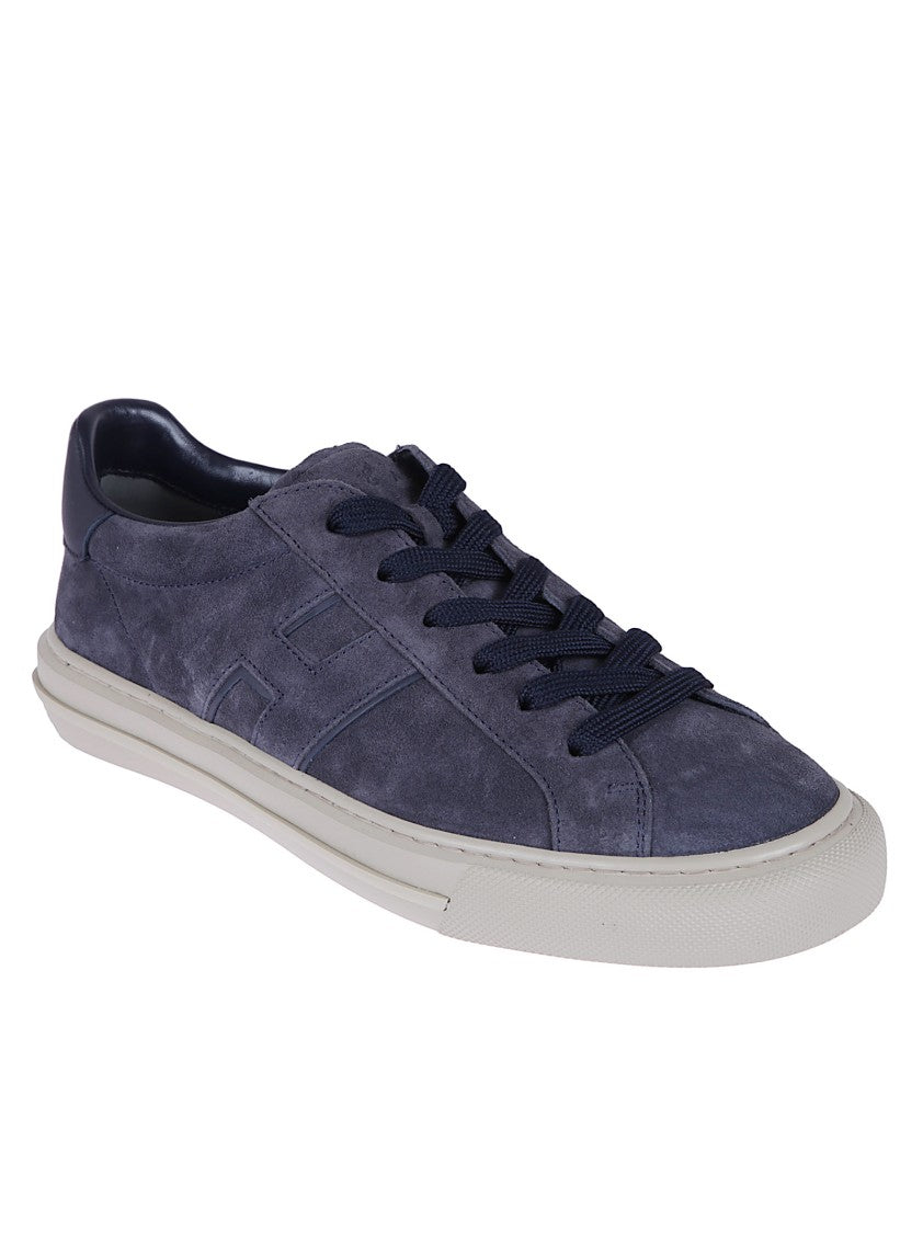 Hogan Blue Suede Low-Top Sneakers With Leather Accents