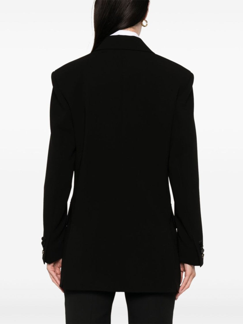 Max Mara Tailored Black Double-Breasted Gabarra Blazer With Satin Lapel