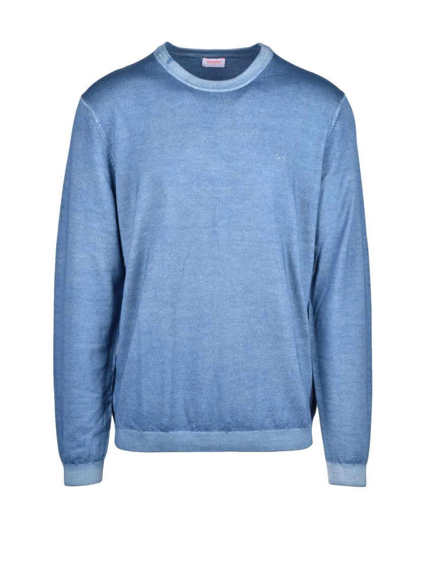 Sun68 Classic Crew Neck Sweater In Soft Merino Wool