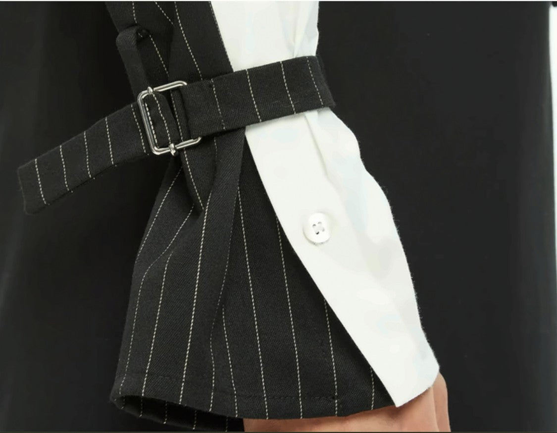 Mlo Asymmetrical Shirt-Sleeves Buckle-Detail Mini Dress