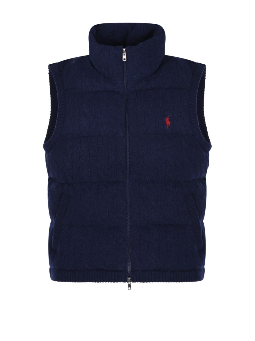 Polo Ralph Lauren Quilted Padded Vest With High Collar And Textured Knit