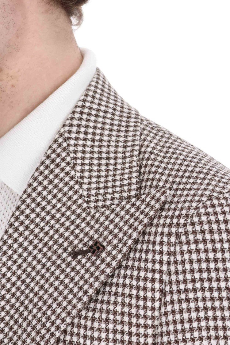 Tagliatore Pied-De-Poule Linen-Cotton Jacket Pino Lerario Line