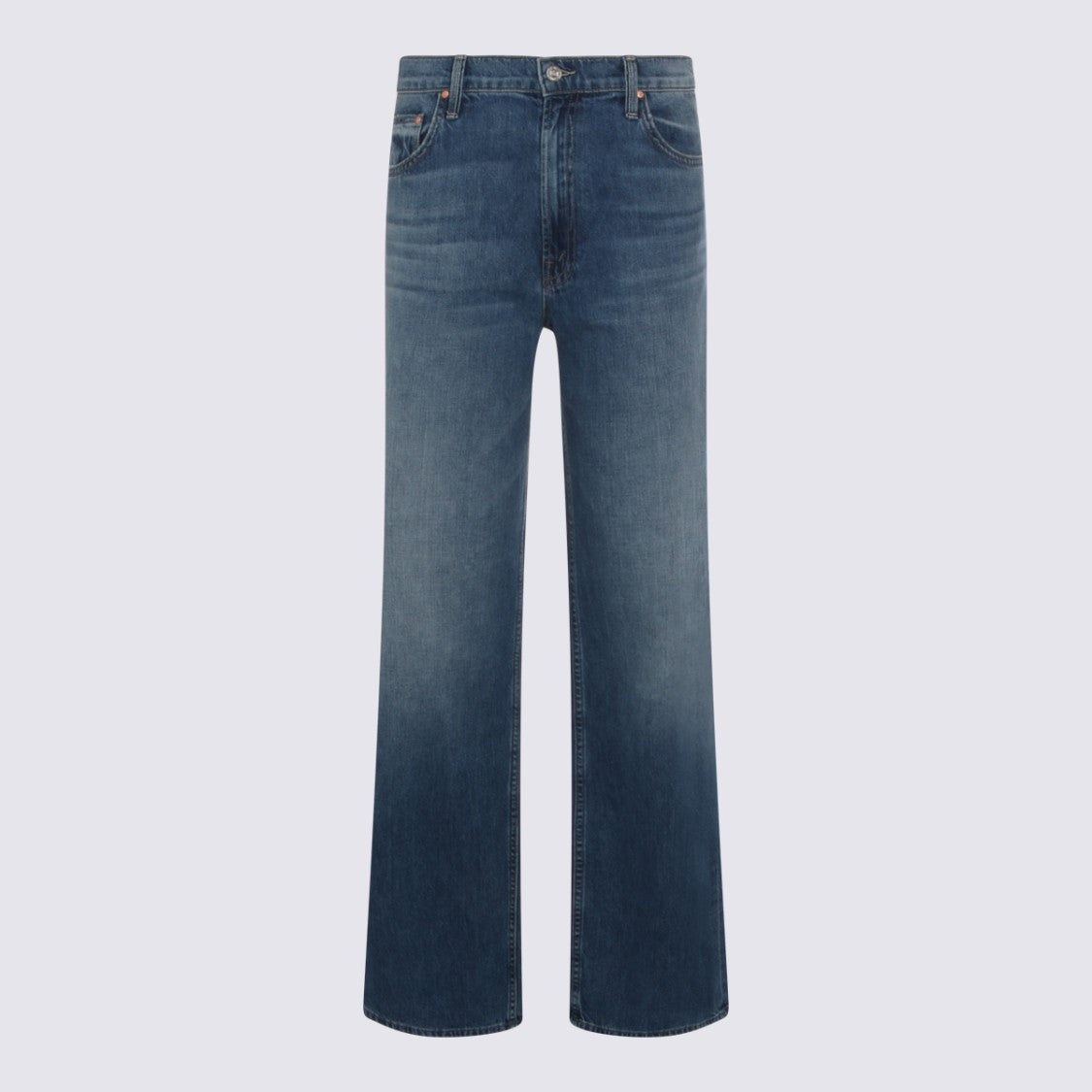 Mother Classic Blue Denim Jeans With Straight-Leg Cut