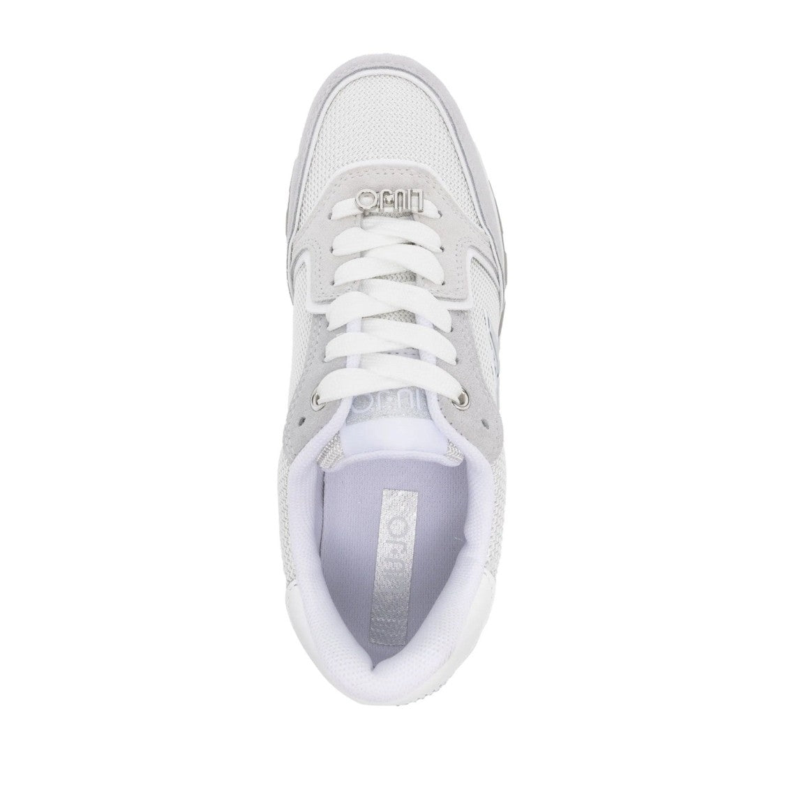 Liu Jo White Amazing 25 Metallic Detail Lace-Up Leather Sneakers