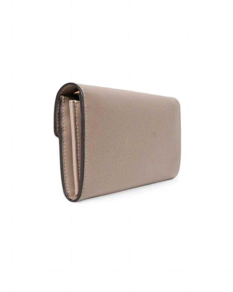 Fendi Continental Wallet In Hammered Leather With Gold Hardware