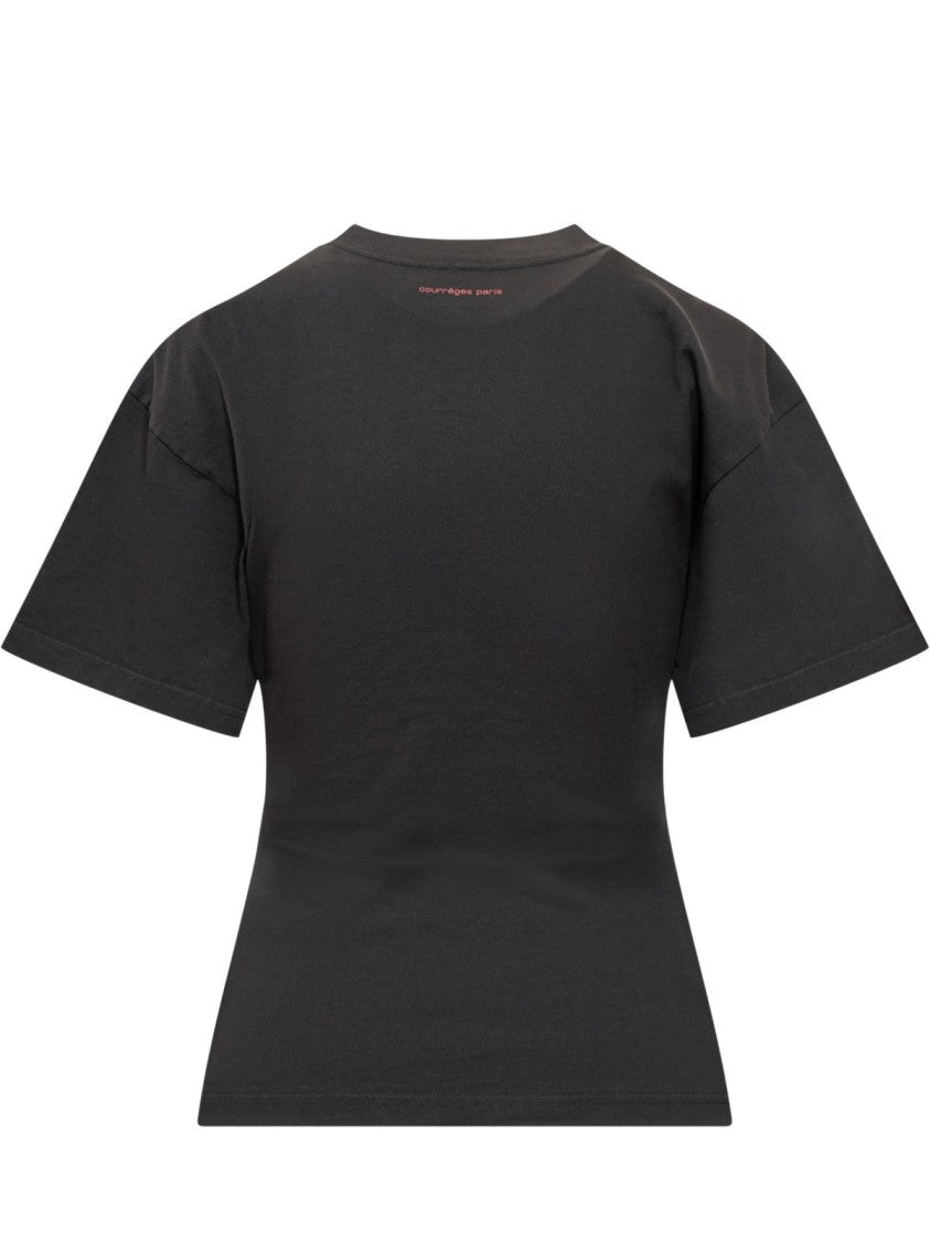 Courrèges Fitted Short-Sleeved T-Shirt With Bold Logo Detail