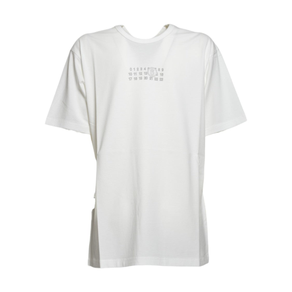 Mm6 By Maison Margiela Relaxed-Fit White T-Shirt With Subtle Printed Design