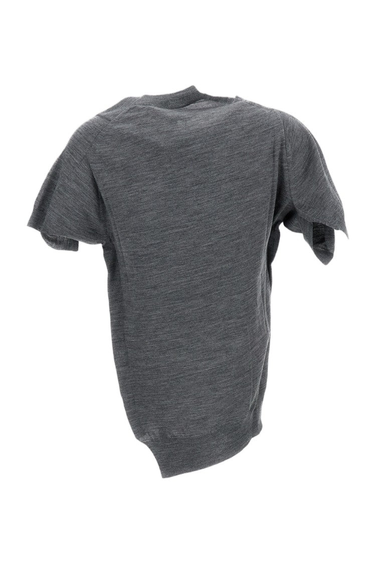 Junya Watanabe Grey Deconstructed Crew Neck Wool Sweater