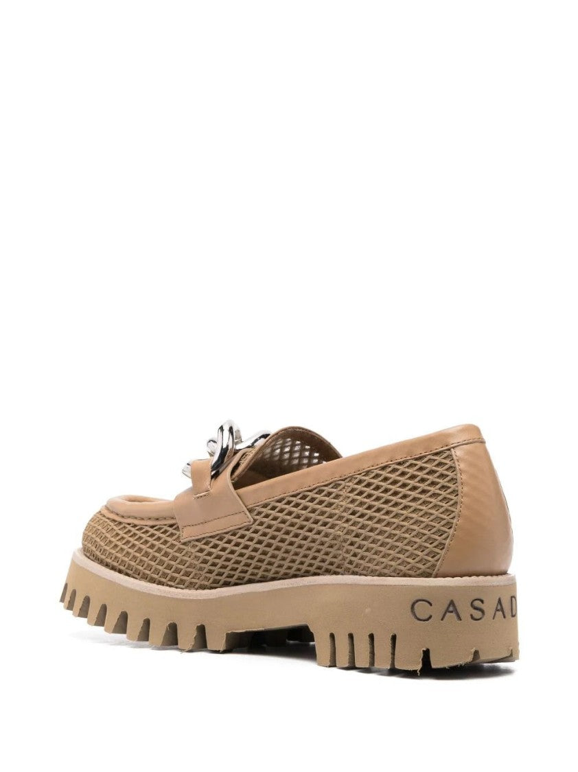 Casadei Beige Mesh Loafers