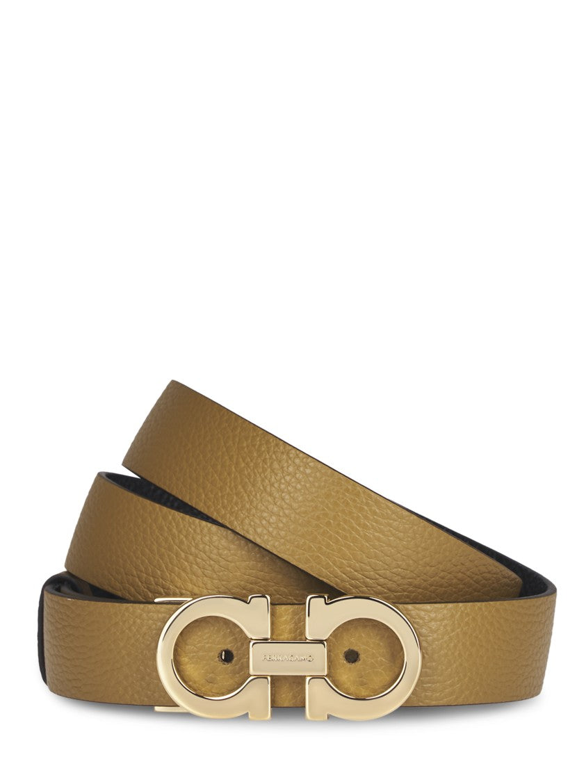 Ferragamo Dual-Tone Calfskin Belt With Textured Finish