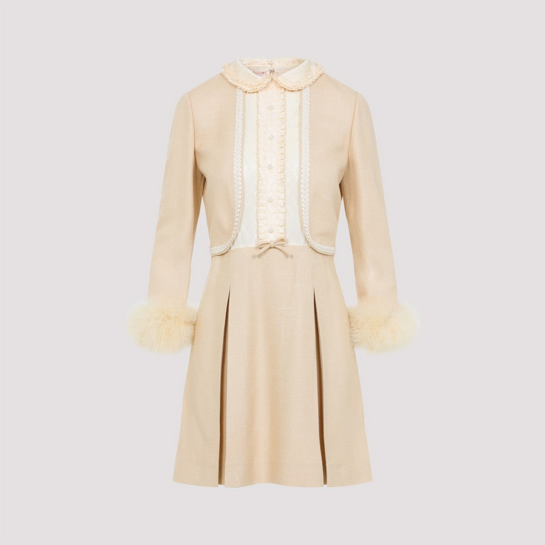 Valentino Feathers Light Pink Viscose Mini Dress