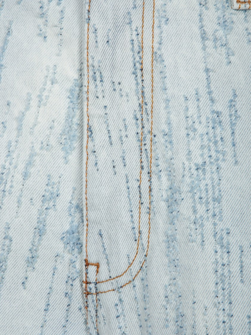 Msgm Faded Denim Blue Shorts With Relaxed Fit