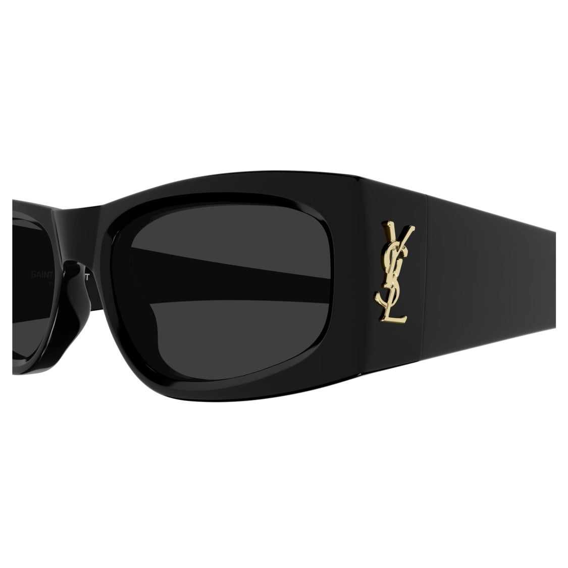 Saint Laurent Rectangular Black Recycled Acetate Sunglasses With Gold-Tone Logo