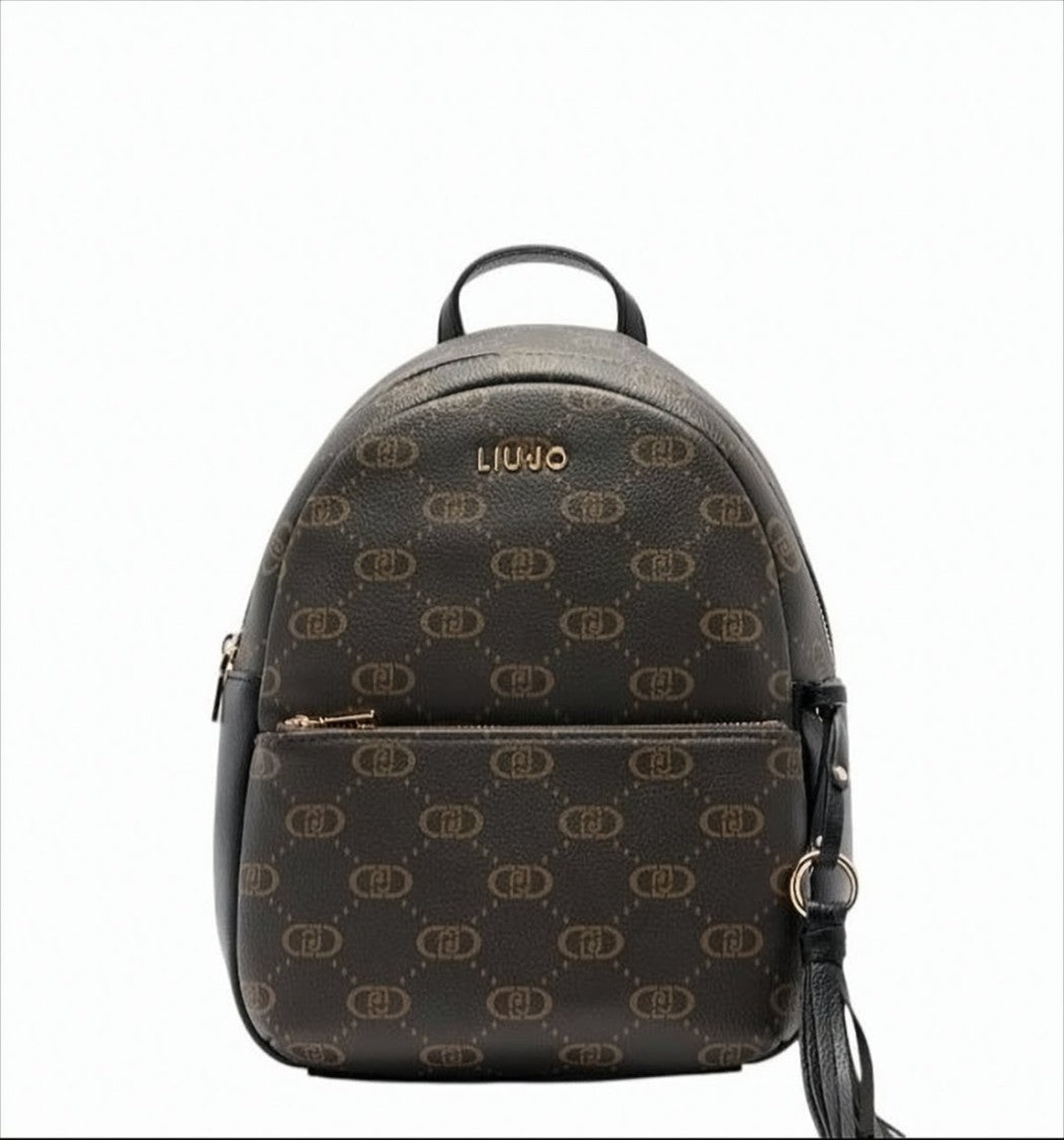 Liu Jo Medium Tumbled Backpack With All-Over Logo Print