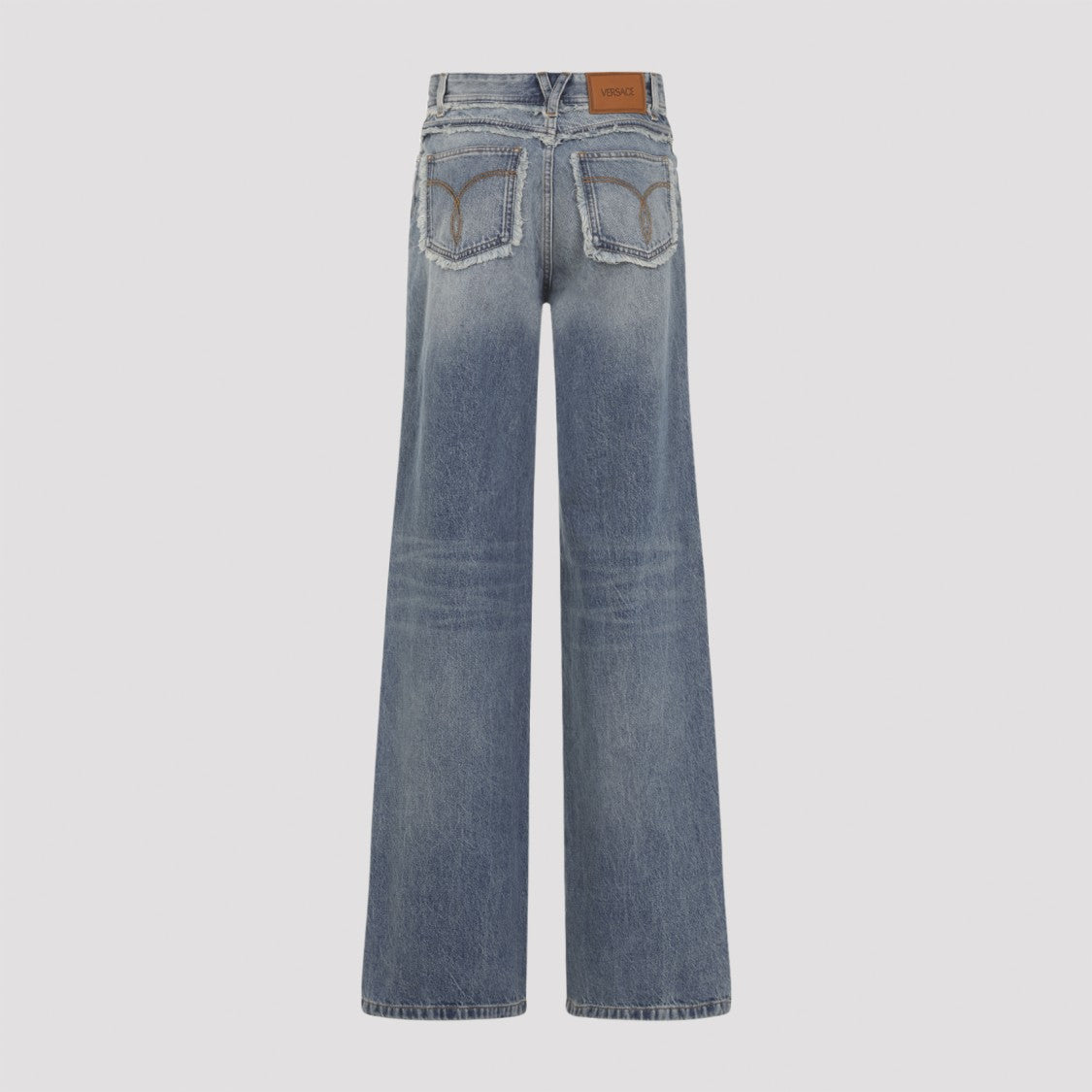 Versace Raw Cut Medium Blue Cotton Jeans