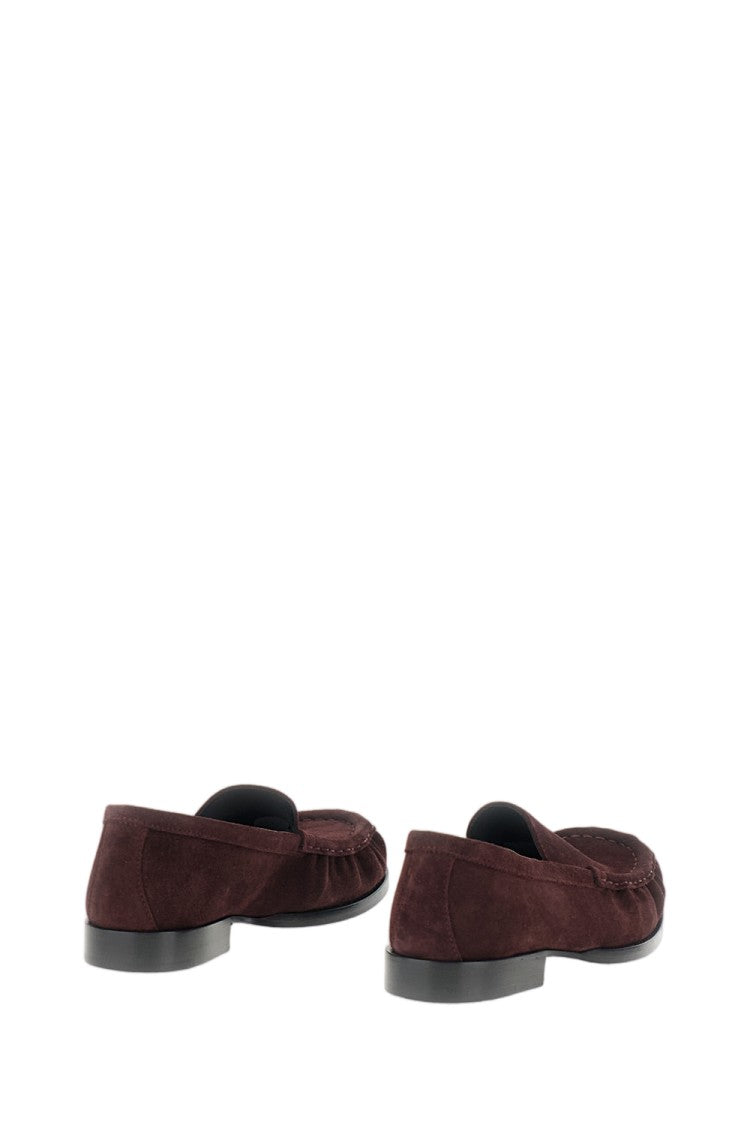 Dries Van Noten Burgundy Square-Toe Loafers With Subtle Gathering