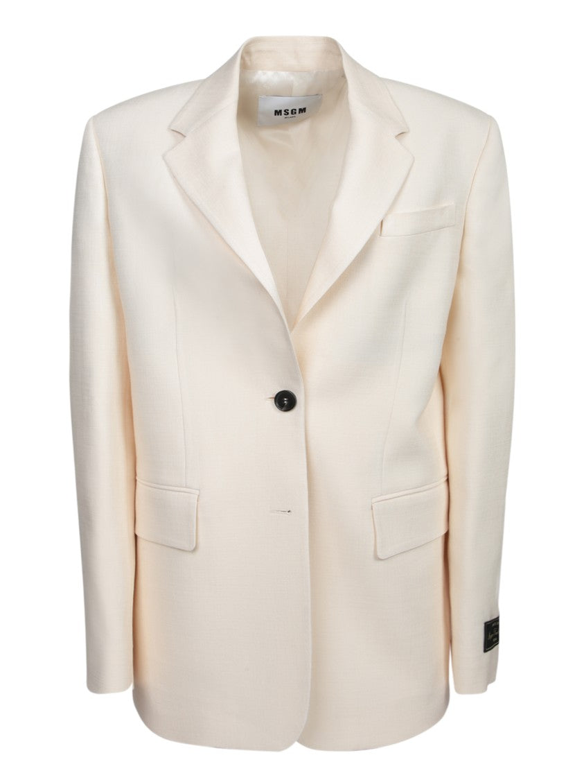 Msgm Tailored White Jacket With Single Button Closure