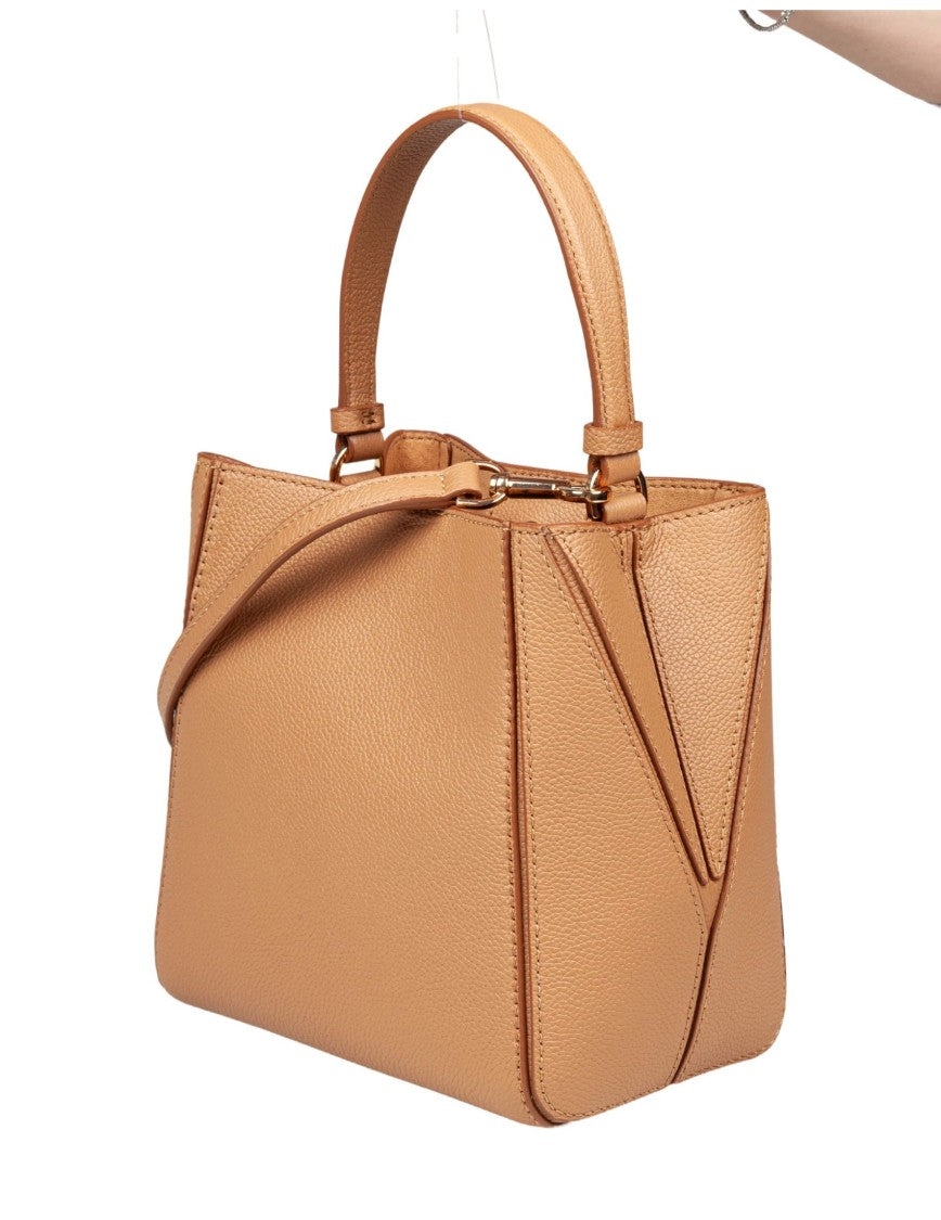 Tory Burch Mcgraw Small Leather Bucket Bag, Tiramisu Color