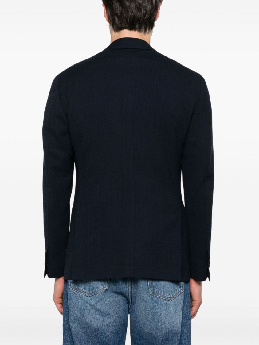 Lardini Navy Blue Tailored Jacket With Functional Pockets