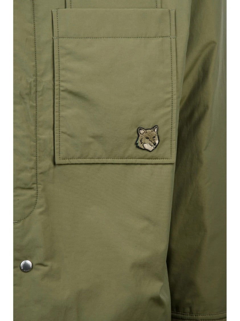 Maison Kitsuné Military Green Shirt Jacket With Quilted Interior And Snap Button Closure