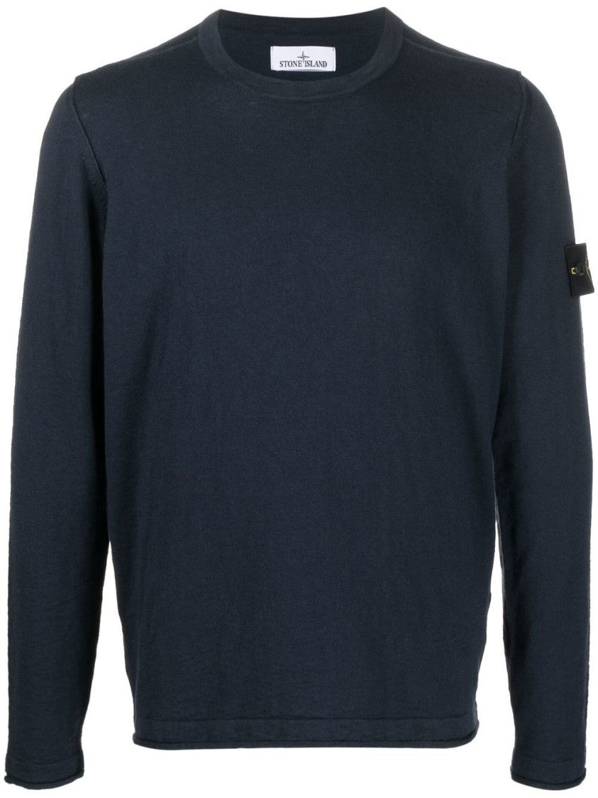 Stone Island Navy Blue Crew Neck Sweater With