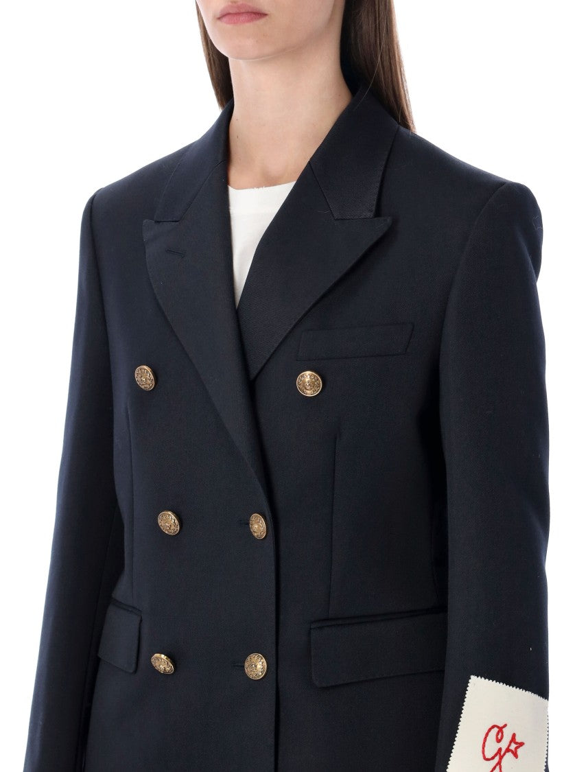 Golden Goose Blue Db Gold Button Wool Blazer