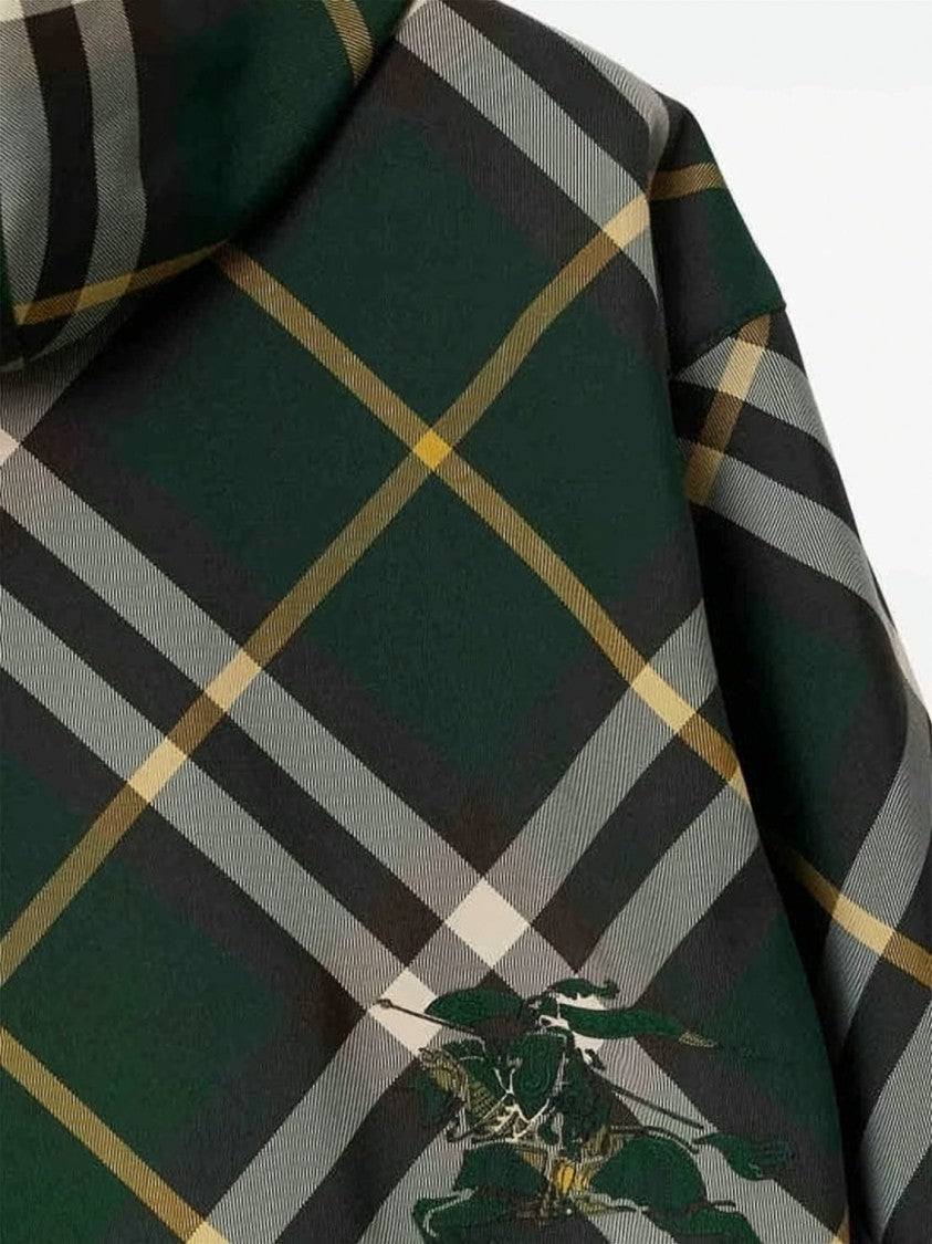 Burberry Checkered Patterned Hooded Jacket With Relaxed Fit