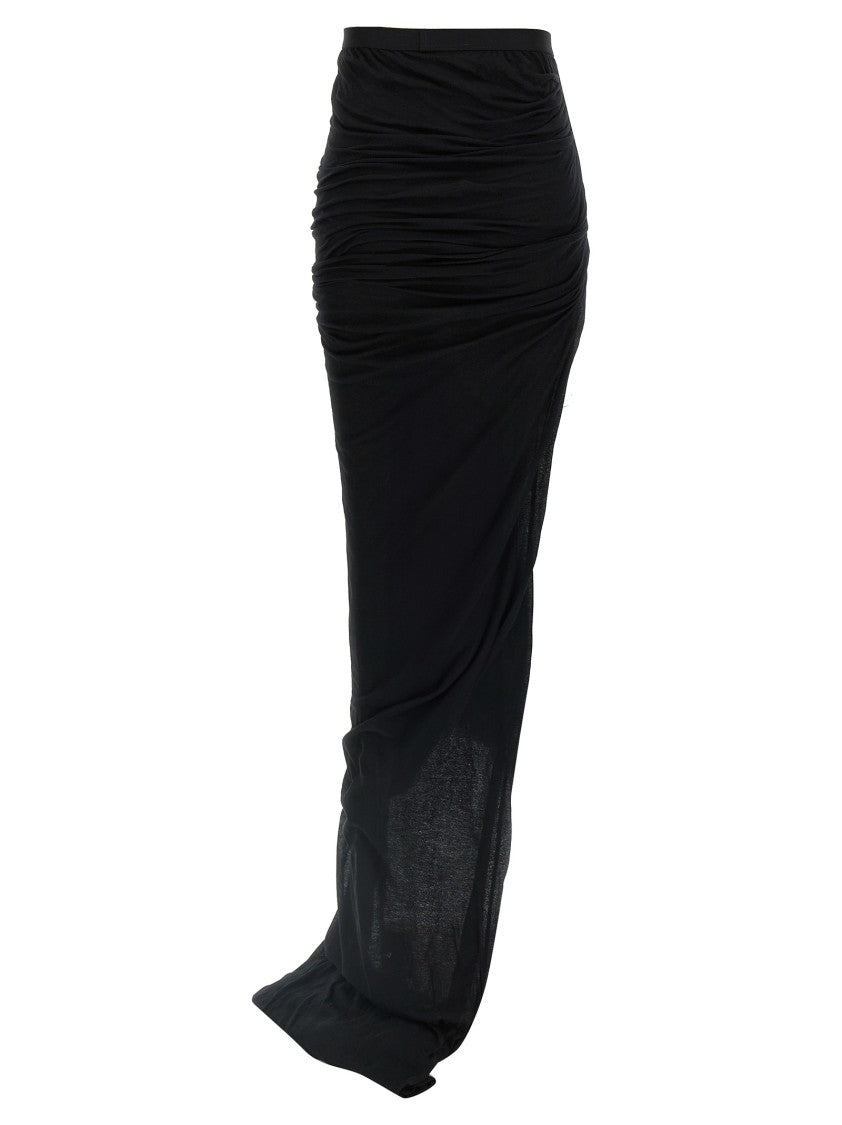Rick Owens Semi-Transparent Long Skirt With Front Draping