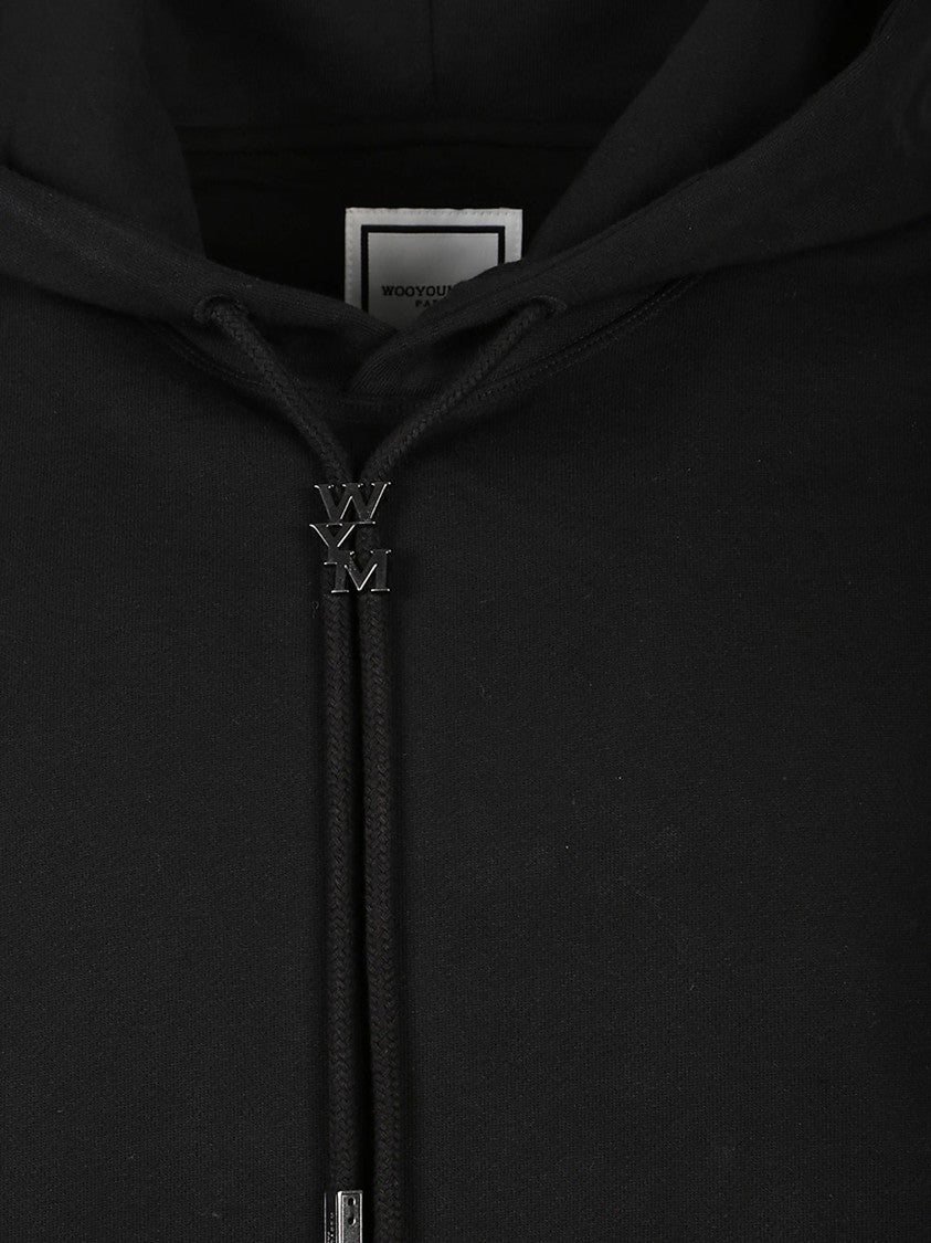 Wooyoungmi Classic Black Hoodie With Signature Logo Accents