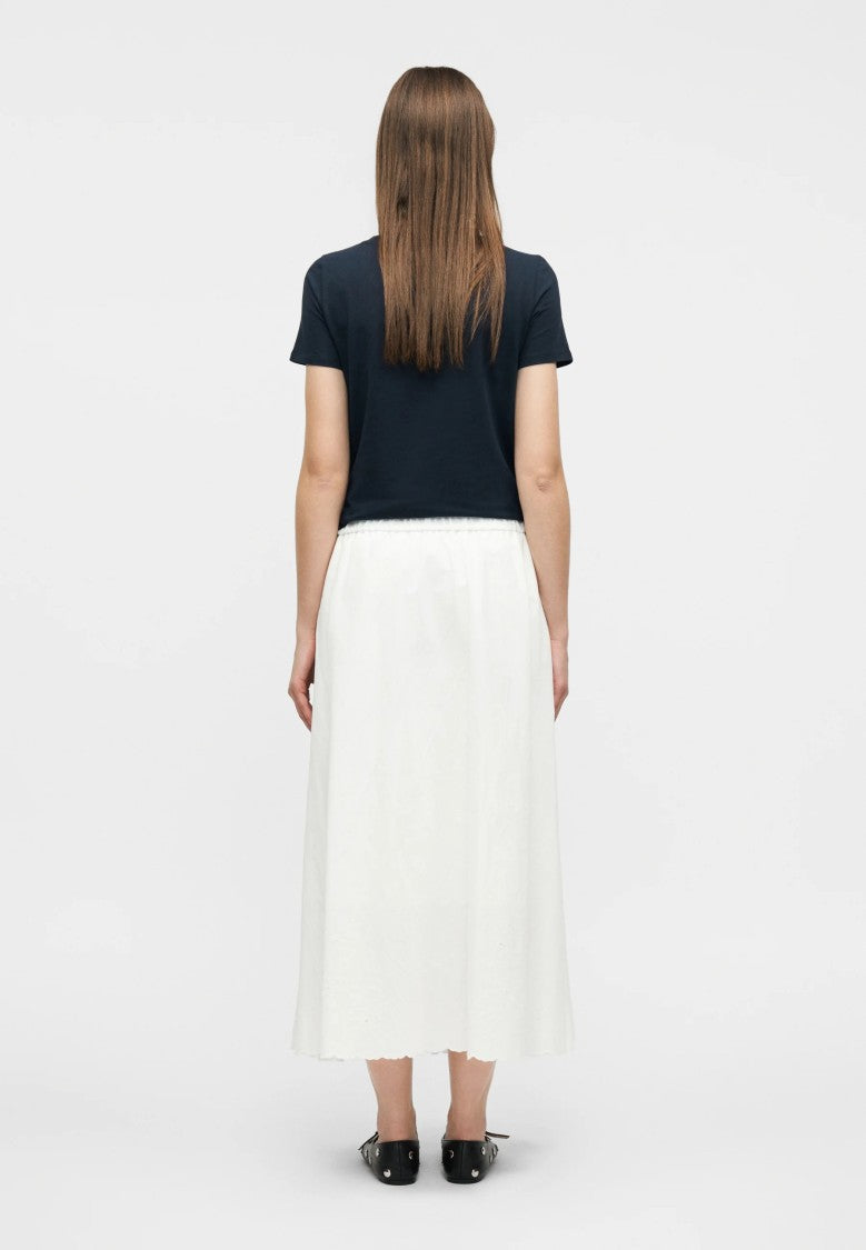 Max Mara White Cotton Linen Midi Skirt