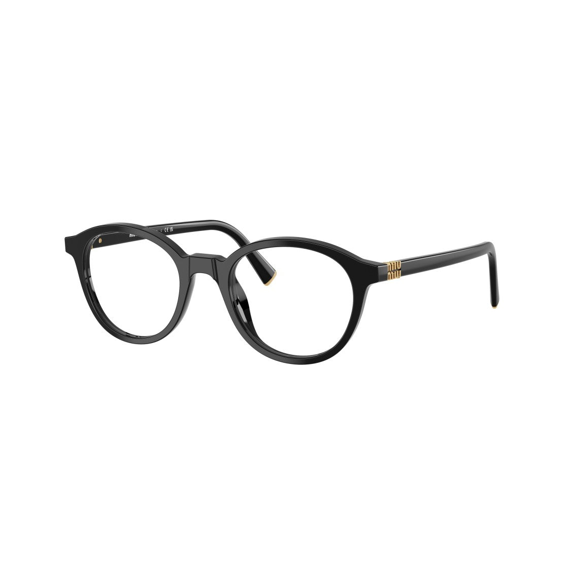 Miu Miu 0Mu 02Wv Glossy Black Acetate Round Frame Eyeglasses