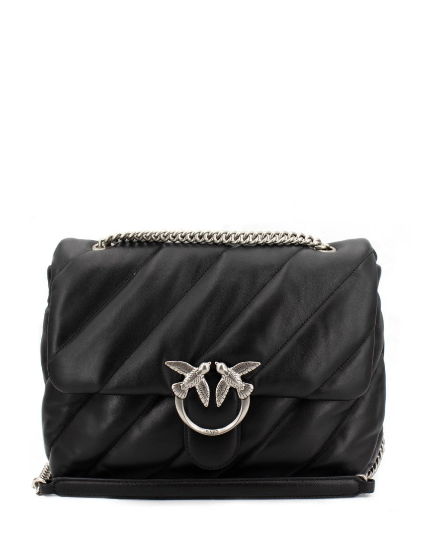 Pinko Black Nappa Leather Big Love Bag