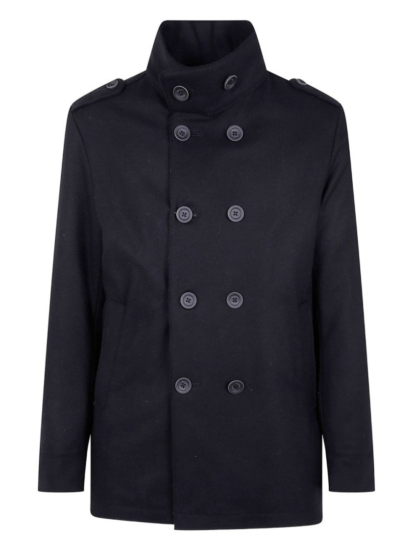 Herno Tailored Black Wool Blend Coat
