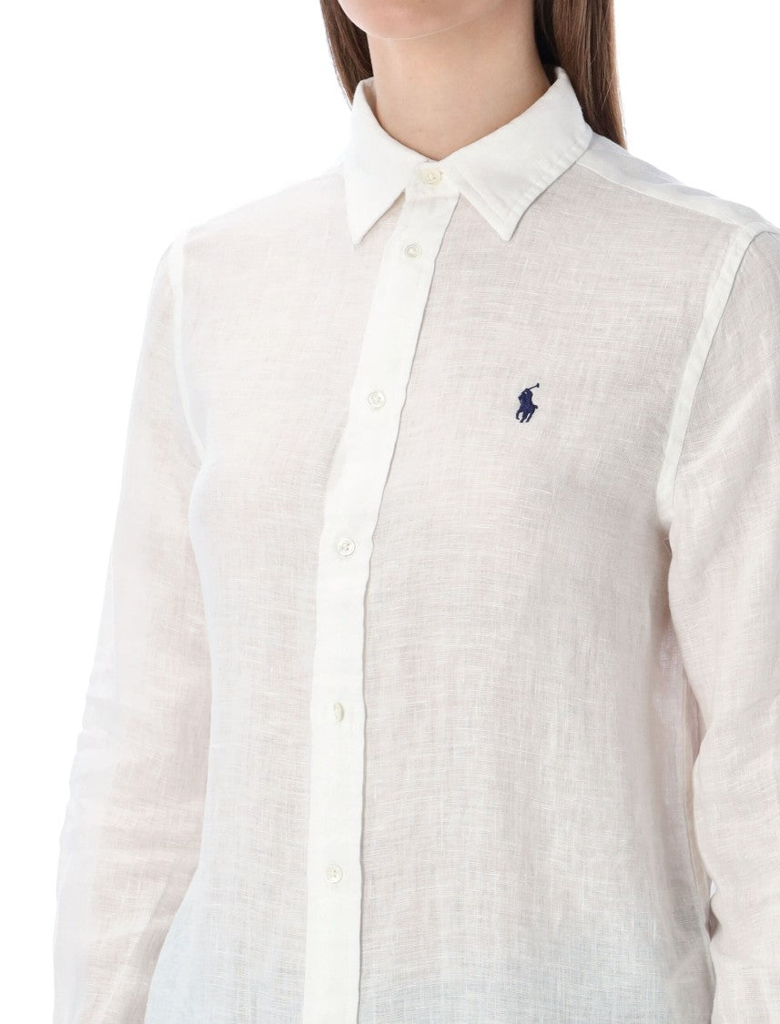 Polo Ralph Lauren Classic Point Collar Linen Shirt With Embroidered Logo