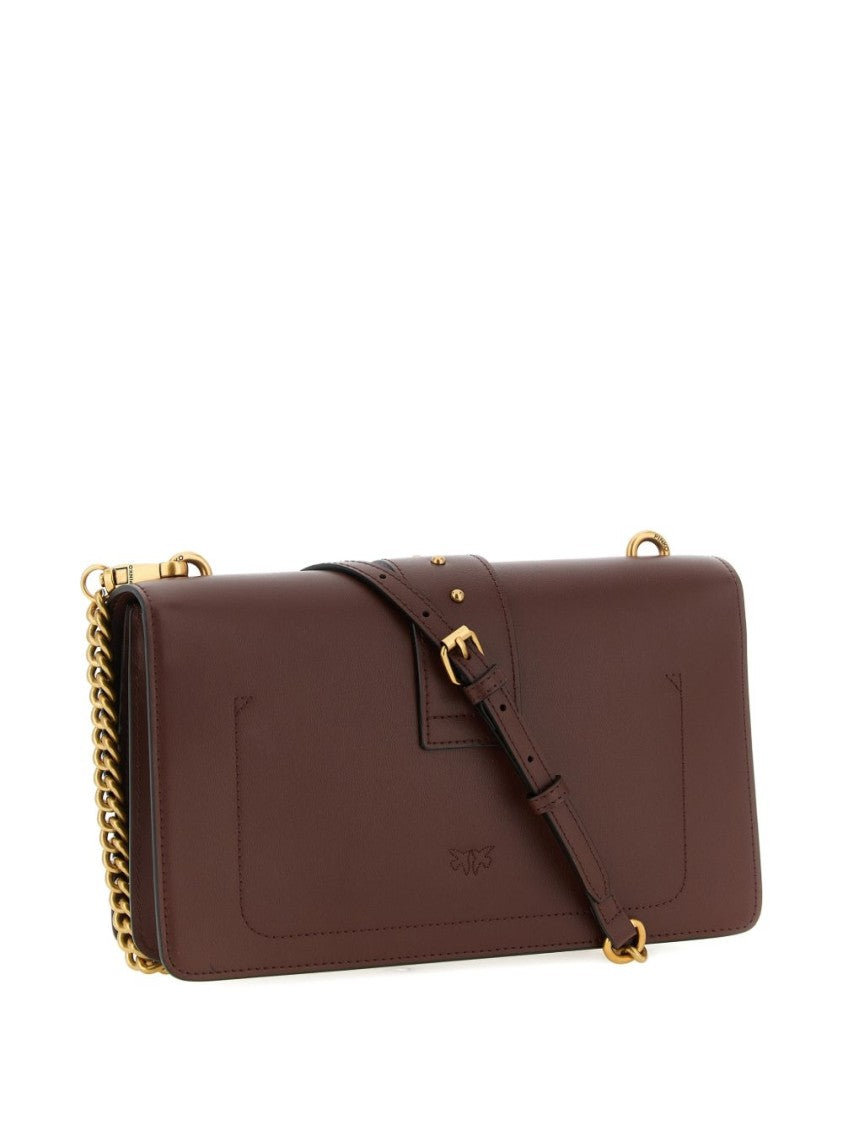 Pinko Structured Rectangular Bag With Gold-Tone Bird Clasp