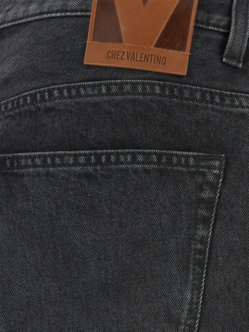 Valentino Black Denim 5 Tasche Washed Jeans