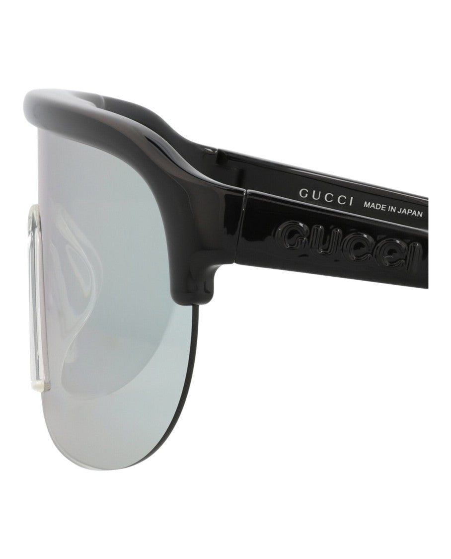 Gucci Shield-Frame Injection Sunglasses With Saddle Nose Bridge