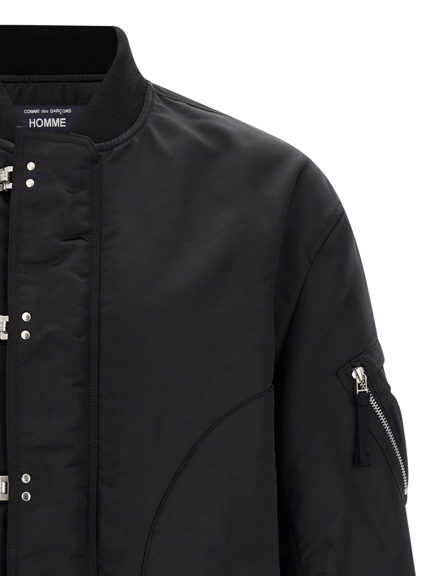 Comme Des Garçons Nylon Bomber Jacket With Ribbed Knit Cuffs And Padded Lining