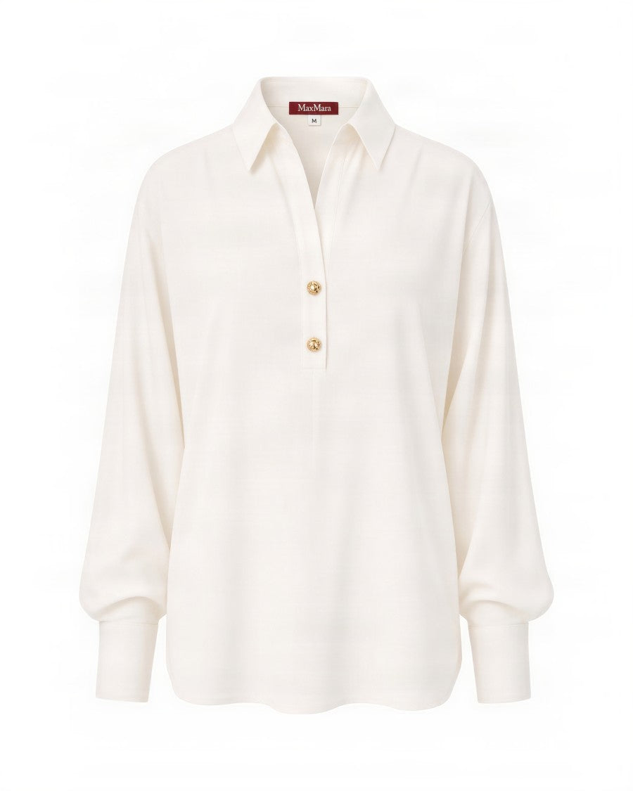 Max Mara Loose-Fit Silk Crêpe De Chine Polo Blouse