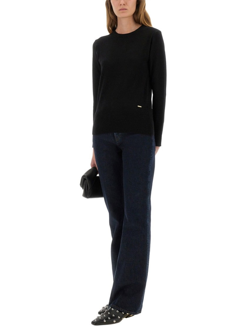 Woolrich Slim Fit Black Wool Jersey