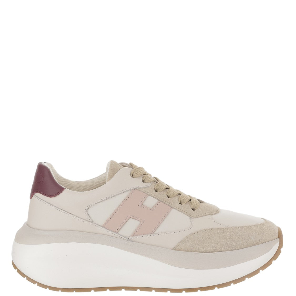 Hogan Chunky Nappa Leather And Suede Sneakers With Contrast Details