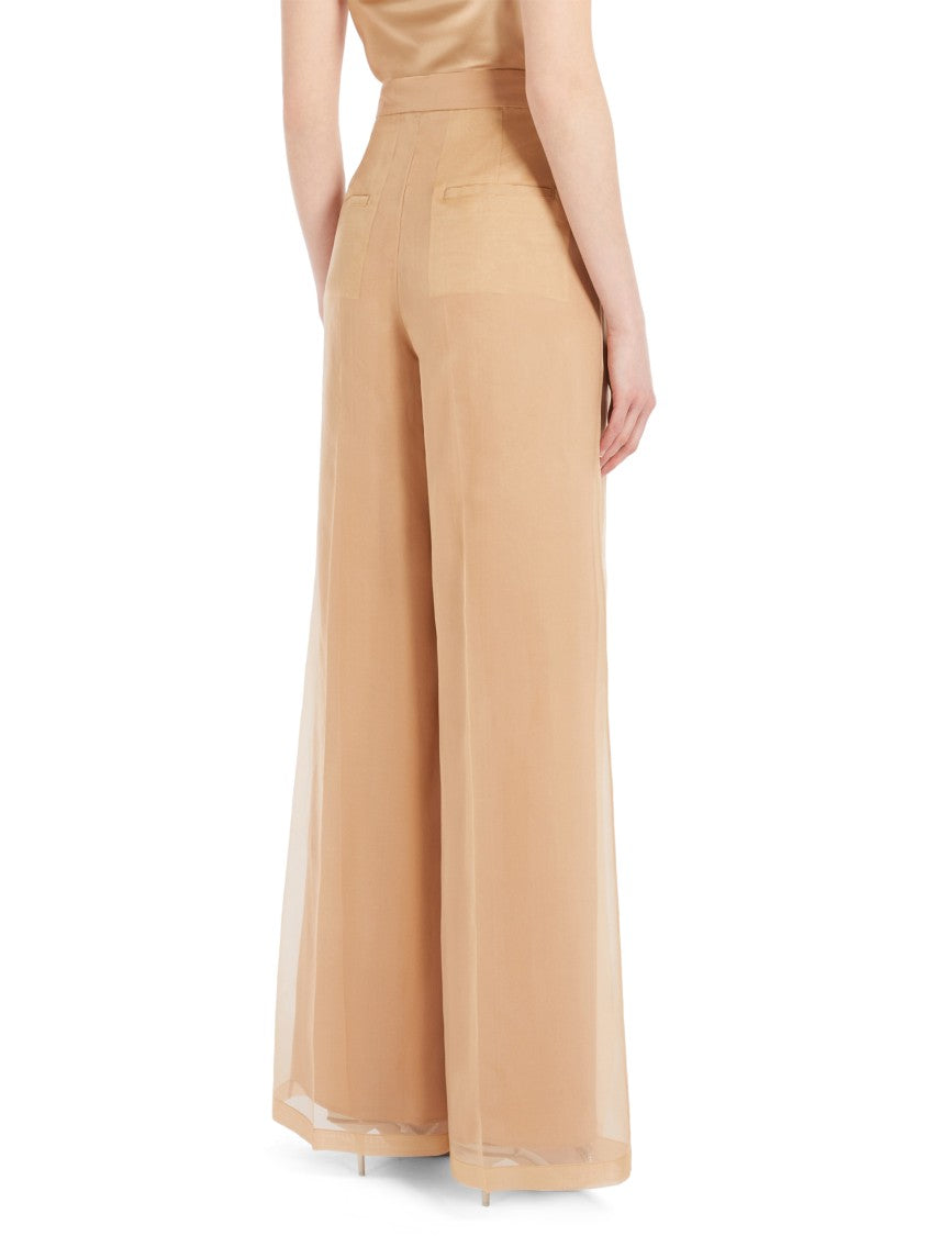 Max Mara Wide-Leg Trousers In Sheer Organza With Pleated Detailing