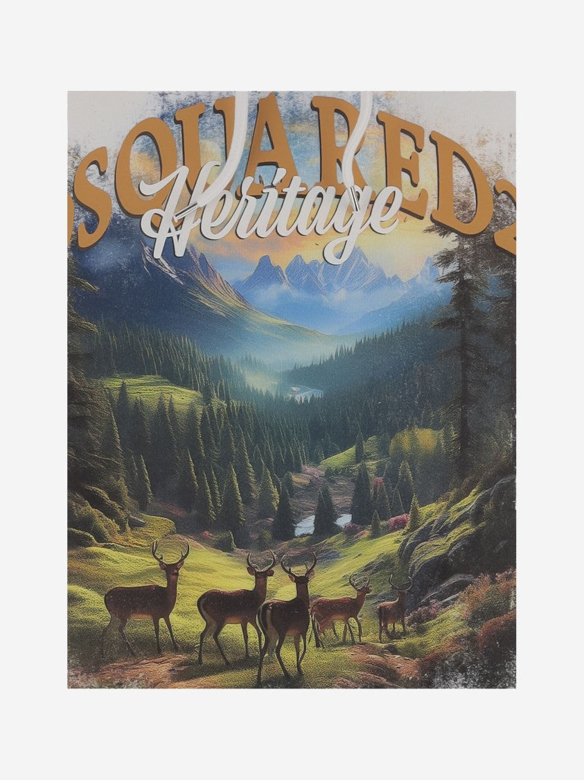 Dsquared2 Cotton Sweatshirt With Nature-Inspired Print And Adjustable Hood