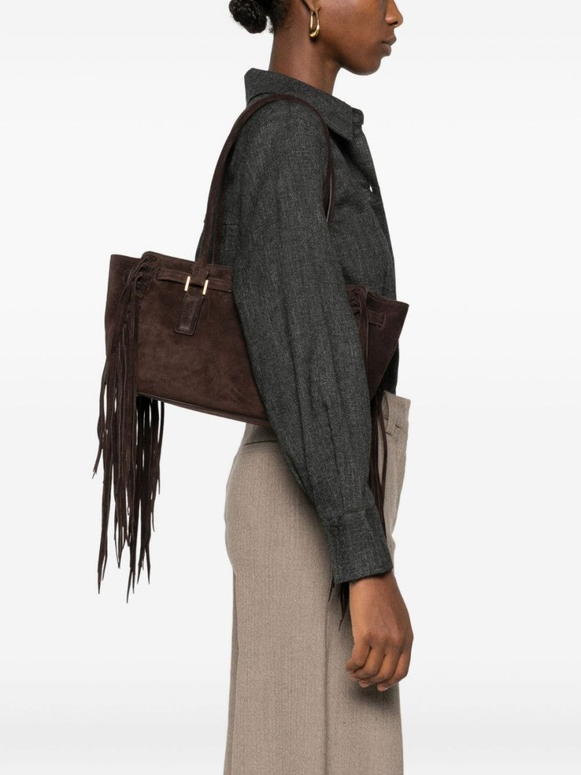 Michael Kors Rich Brown Suede Shoulder Bag