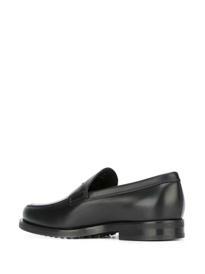 Tod's Part-Open Black Leather Loafers