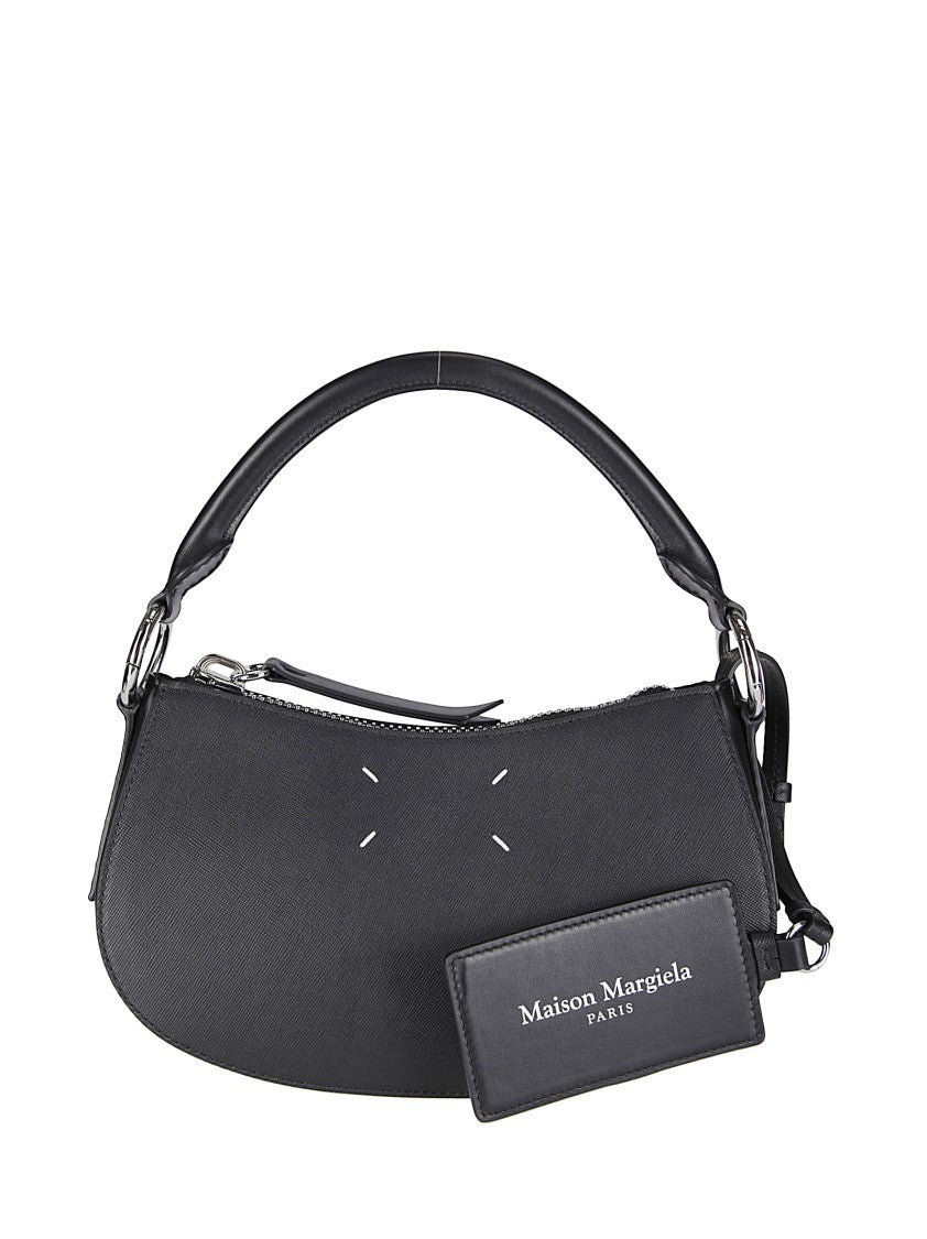 Maison Margiela Curved Black Leather Shoulder Bag
