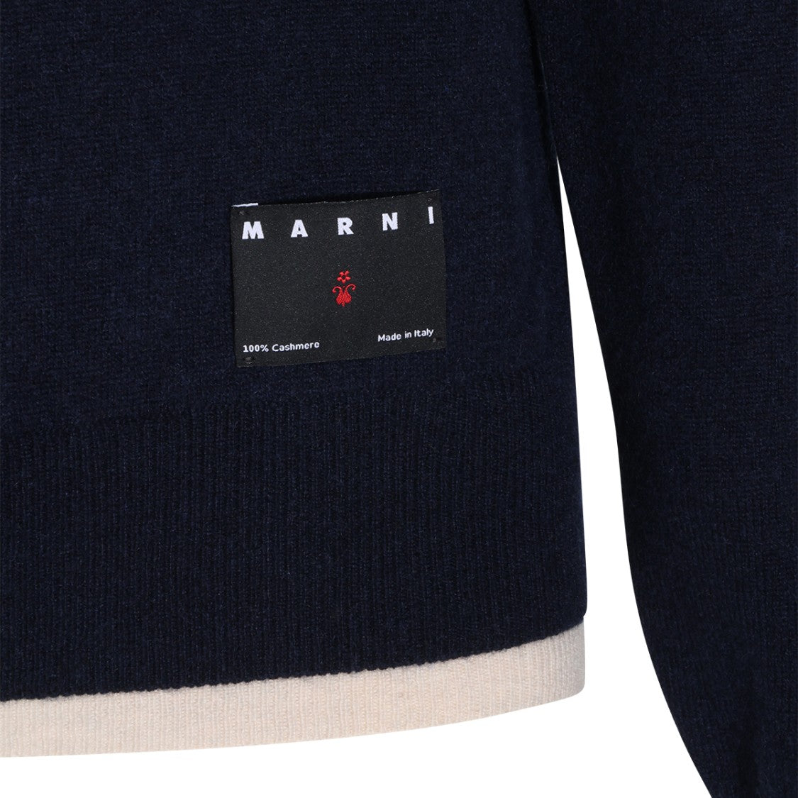 Marni Navy Blue Sweater With Contrasting Ribbed Collar