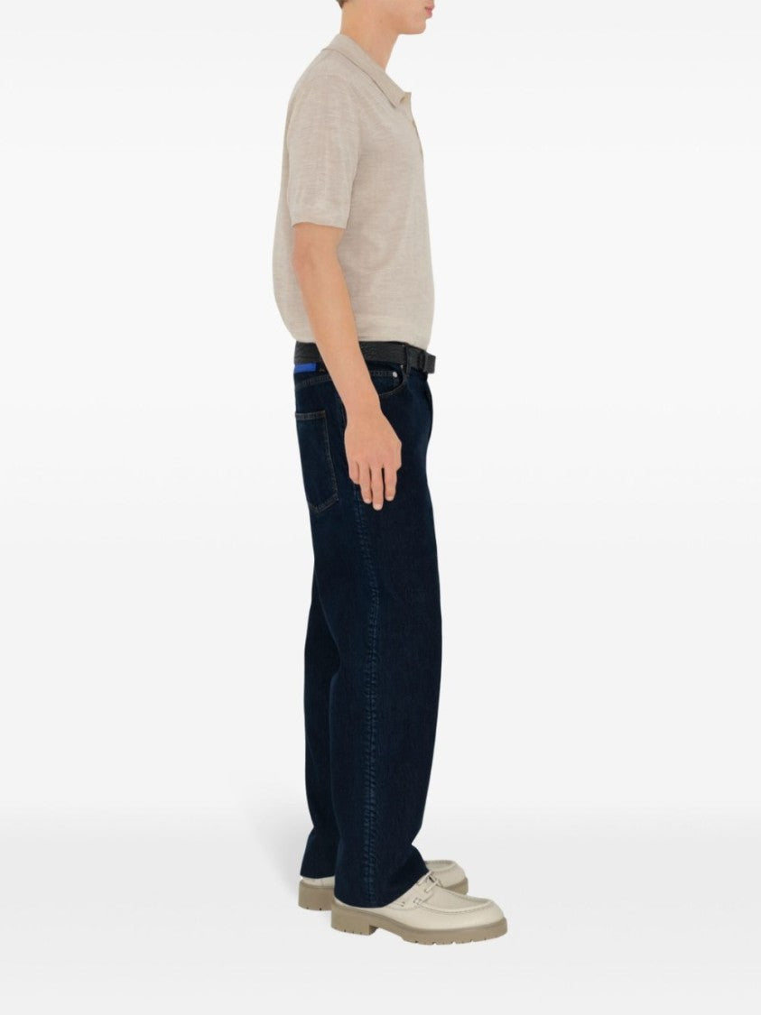 Burberry Navy Blue Straight-Leg Jeans In Organic Cotton Blend
