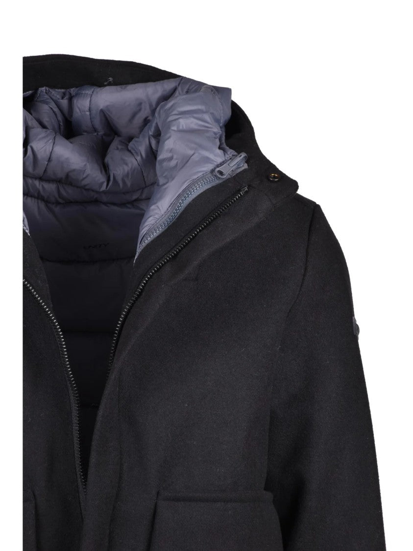 Unity Black Boxy Polyester-Blend Overcoat