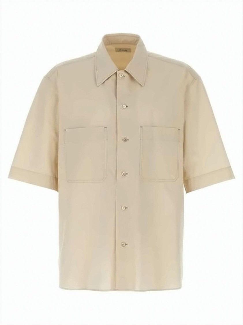 Lemaire Boxy-Cropped Short-Sleeved Shirt With Dual Chest Pockets